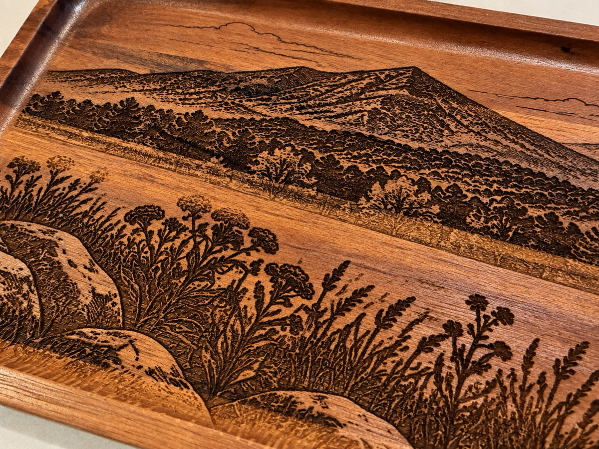Peaks of Otter Engraved Acacia Serving Tray