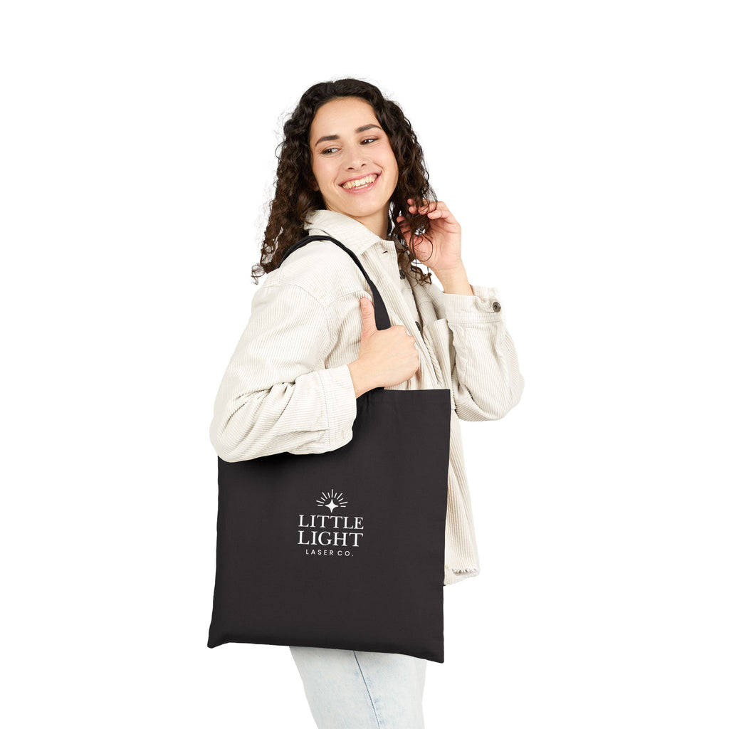 Canvas Tote Bag — Floral Mandala Circle Print with “Little Light” Logo