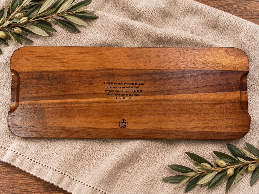 Peaks of Otter Engraved Acacia Serving Tray