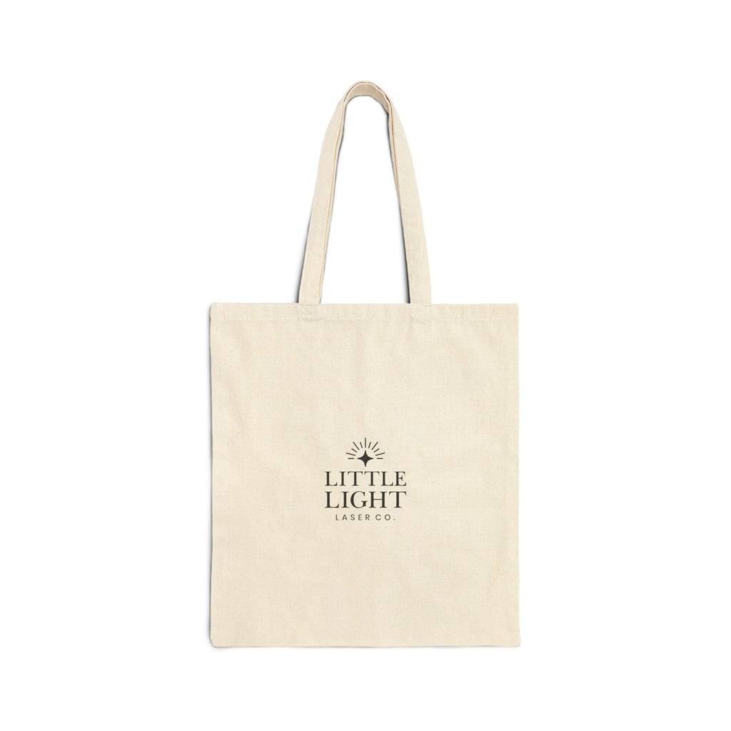 Canvas Tote Bag — Floral Mandala Circle Print with “Little Light” Logo