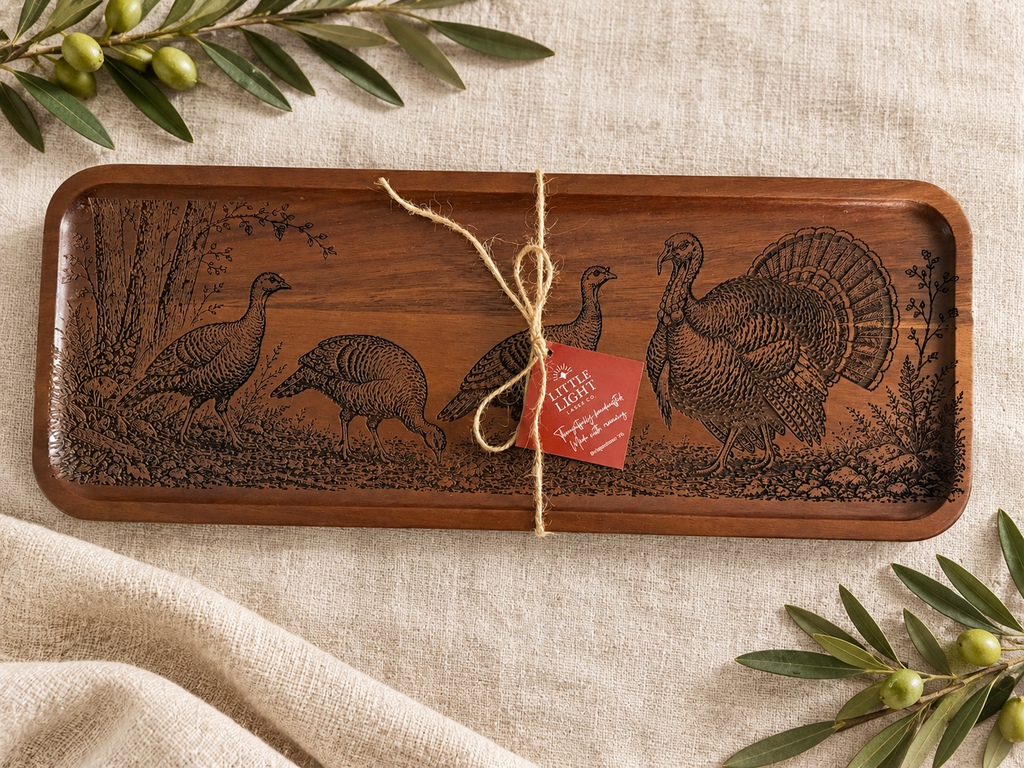 Wild Turkey Engraved Wood Serving Tray