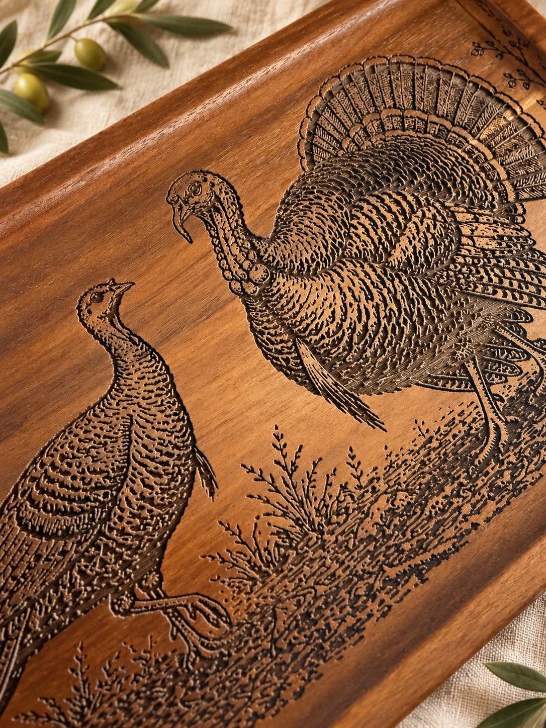 Wild Turkey Engraved Wood Serving Tray