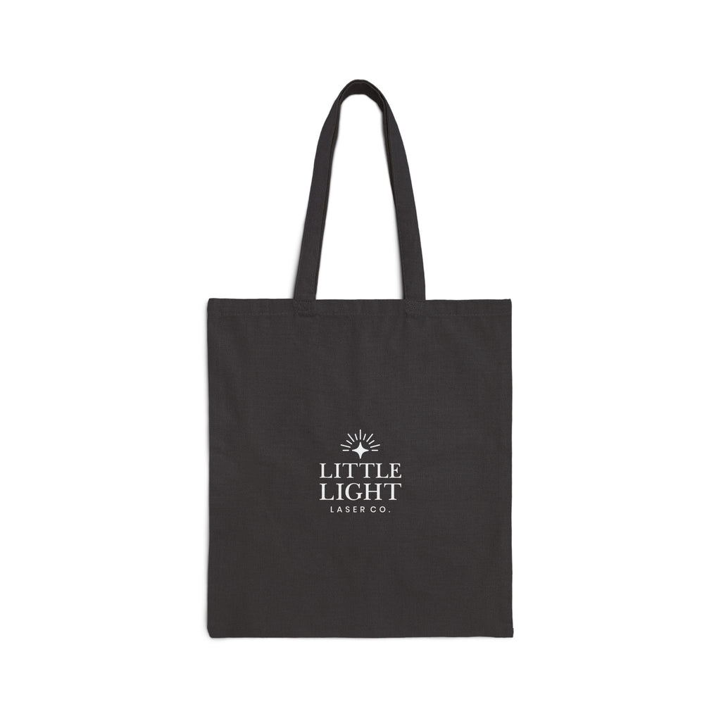 Canvas Tote Bag — Floral Mandala Circle Print with “Little Light” Logo